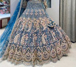 blue Embroidered Lehenga Choli Set