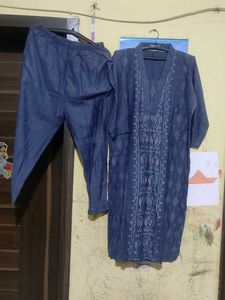 Blue Embroidered Kurta Set