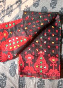 Elegant Black &amp; Red Saree