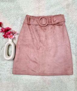 Light Pink Belted A-Line Skirt