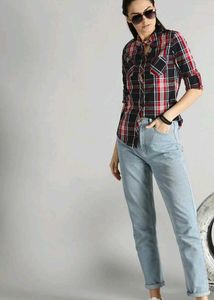 Plaid Casual Shirt in Size-S
