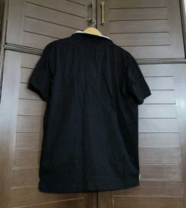 Calvin Klein Men Black Cotton Collar Zip Tshirt