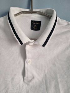 RARE RABBIT WHITE MEN POLO T SHIRT L
