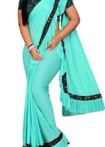 Teal Ruffle Saree
