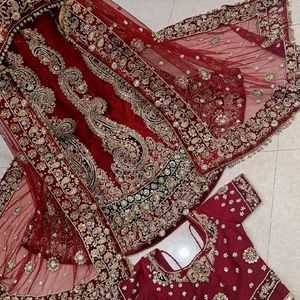 Bridal Lehenga Choli - Red &amp; Gold