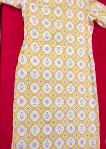 Straight Cotton Kurta With Dupatta