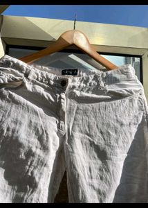 Armani Jeans white flared linen pants