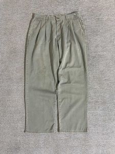 Olive Green Pleated Pants