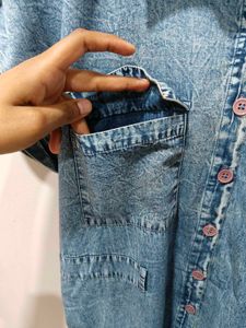 Blue Denim Looking Cute Shirt Dres