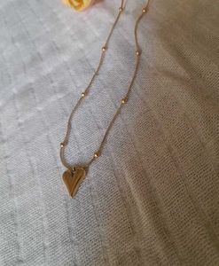 Golden Heart Charm Pendant Chain( Anti Tarnish)