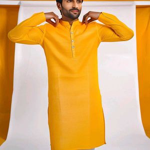 Traditional Men&#39;s Yellow Kurta