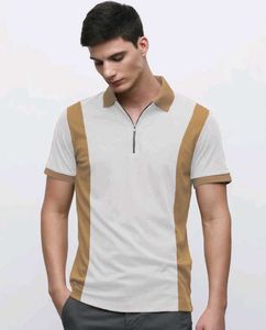 Men Colorblock Polo Neck Cotton Blend White T-Shir