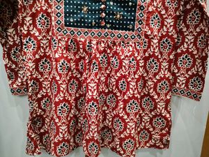 Red Printed Kurta