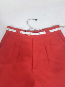 Red High-Waist Formal Trousers | Elegant