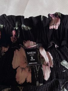 Shein Floral Printed Black Shorts