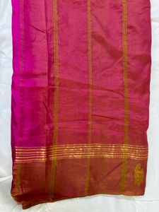 Elegant Pink Silk Saree with Gold Zari