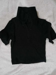 Black Collar Top For Women