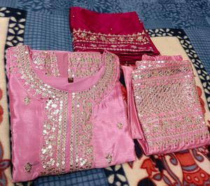 Silk Blend Bridal Heavy Embroidery Kurta ShararSet