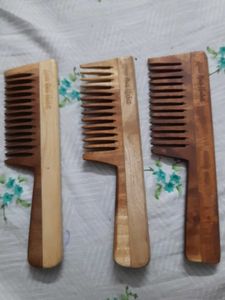 A Set Of 3 Neem Wood Comb