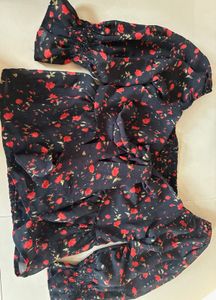 Floral Print Tie-Front Top