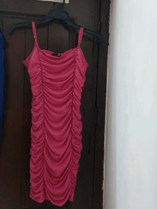 Pink Ruched Bodycon Mini Dress