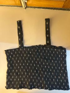 Smocked Black Crop Top