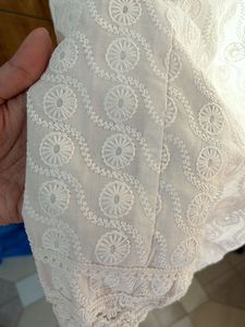 New White Embroidered Kurti