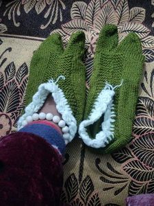 Handmade Knitted Green Booties