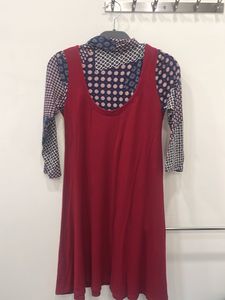 Aesthetic Red High Neck Dress