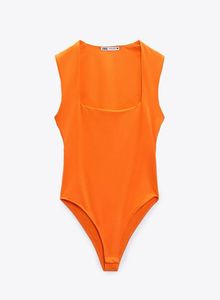 ZARA Coral Orange Bodysuit in Size Large