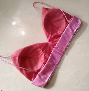 Pink Satin Bralette Blouse