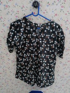 Synthetic Black Floral Top