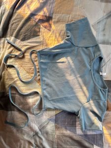 Cute Blue Tie Back Top