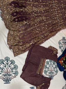 Embroidered Mauve lehenga choli and duppatta