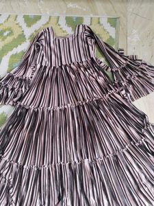 Striped Pleated Midi Dress