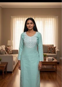 Aqua Embroidered Kurti