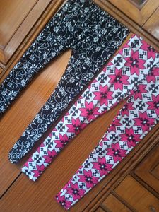 Two Beautiful Printed Leggings Black And Pink 💕🖤