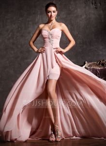 Elegant Pink High-Low Gown