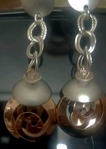 Rose Gold And White Earrings