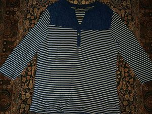 Striped Top with Lace Yoke Detailing
