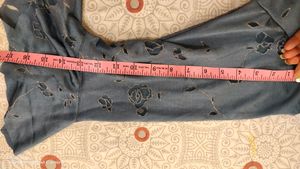 Grey And Glittery Self Designed One Shoulder Top