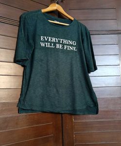 Women Green Graphic Print Cotton Mix Casual Tshirt