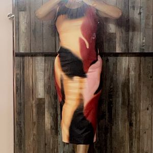 Abstract Print Bodycon Dress