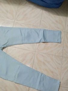 Light Blue Casual Pants And White Shirt