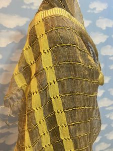 Tussar Silk Striped Scarf Yellow