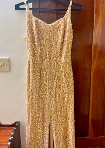 shimmer gold party wear gown ✨