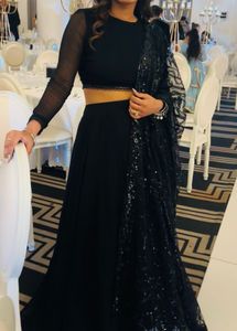 Elegant Black Sequin Lehnga Dupatta