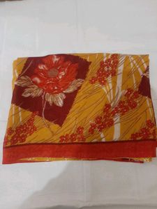 76)new Orange Red Multi Saree
