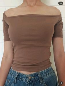 Brown Square Neck Top