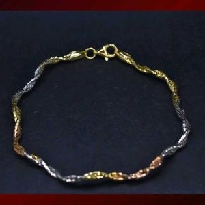 Tricolor Twisted 925 Silver Bracelet